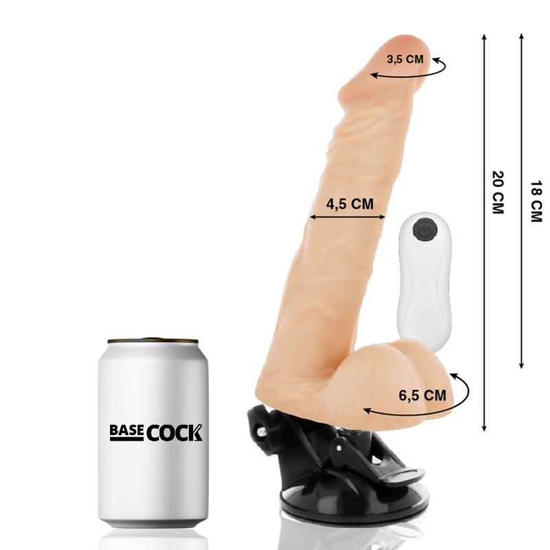 BASECOCK - VIBRATORE ARTICOLABILE TELECOMANDO NATURALE 20 CM -O- 4.5 CM