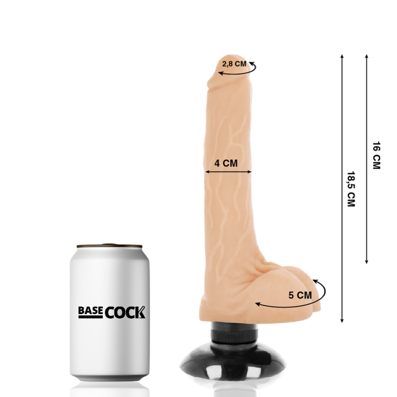 BASECOCK - VIBRATEUR RÉALISTE 2-1 NATUREL 18,5 CM -O- 4 CM