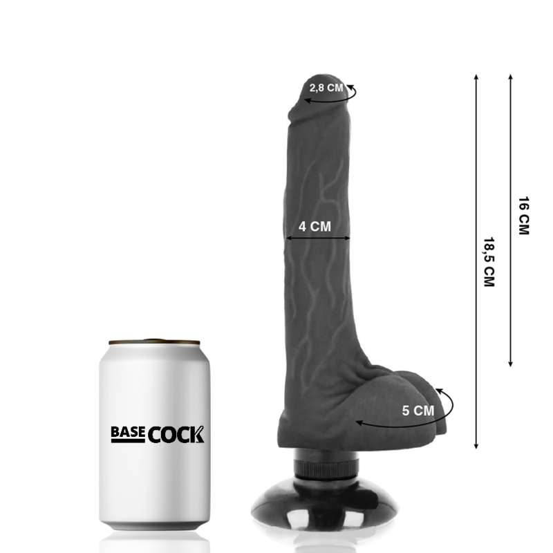 BASECOCK - VIBRATEUR RÉALISTE 2-1 NATUREL 18,5 CM -O- 4 CM