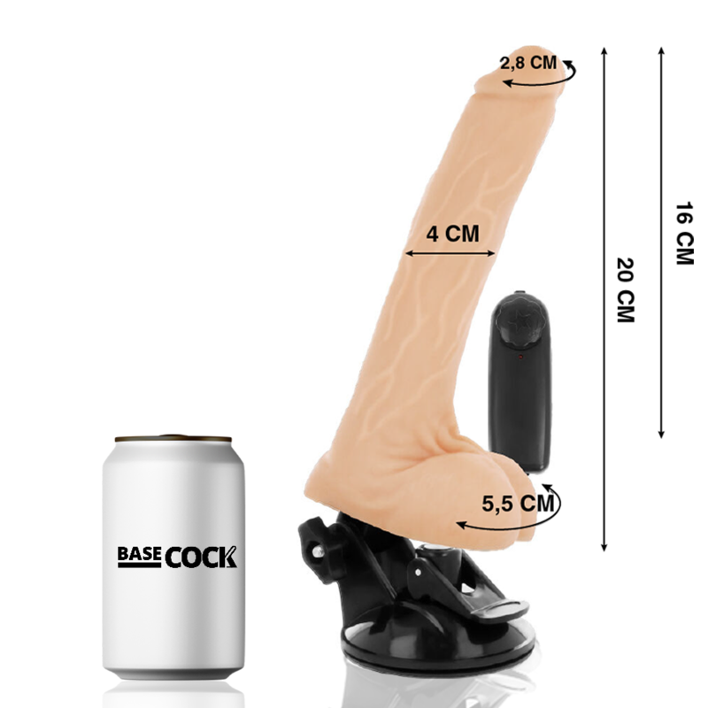 BASECOCK - VIBRATEUR TÉLÉCOMMANDE NATUREL RÉALISTE AVEC TESTICULES 20 CM -OU- 4 CM