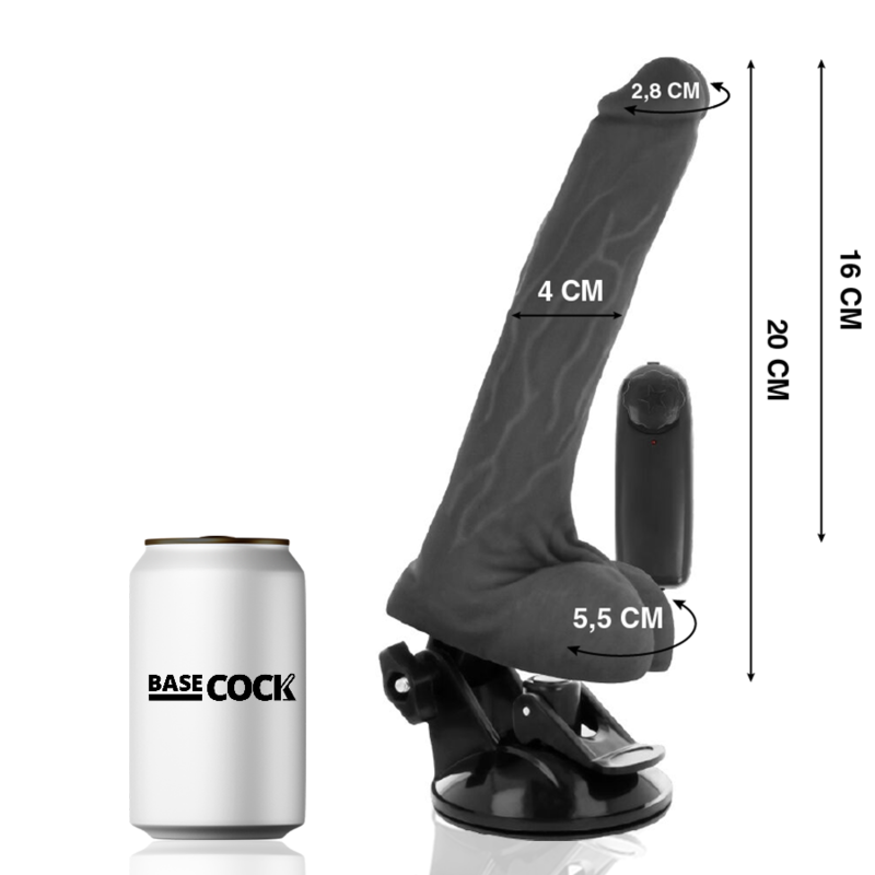 BASECOCK - VIBRATEUR TÉLÉCOMMANDE NATUREL RÉALISTE AVEC TESTICULES 20 CM -OU- 4 CM