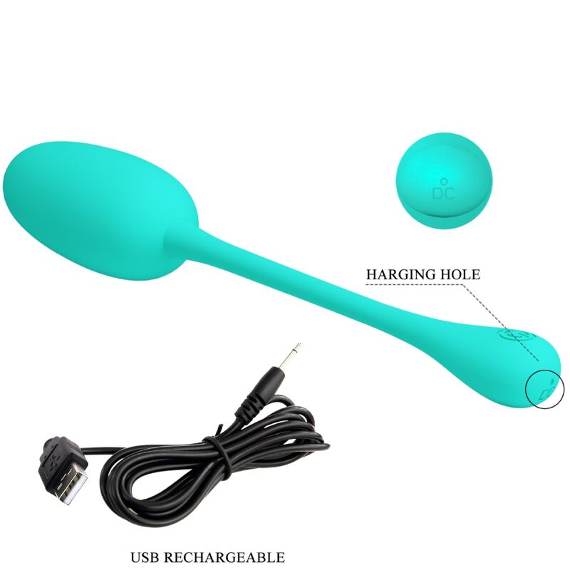 PRETTY LOVE - RECHARGEABLE VIBRATING EGG KNUCKER AQUA GREEN