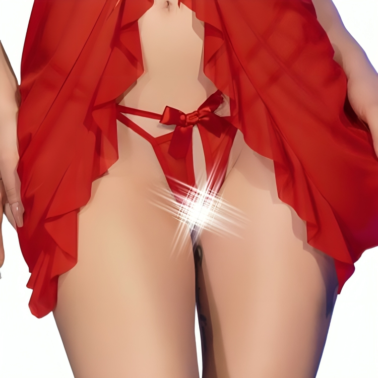 CHILIROSE - CR 4696 BABYDOLL ET STRING ROUGE S/M