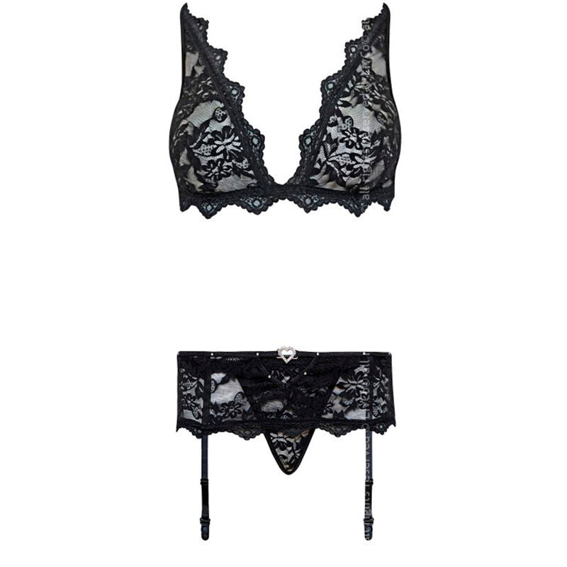 LIVCO CORSETTI FASHION - BELITA LC 90231 SOUTIEN-GORGE + PANTALON + SOUTIEN-GORGE NOIR S/M