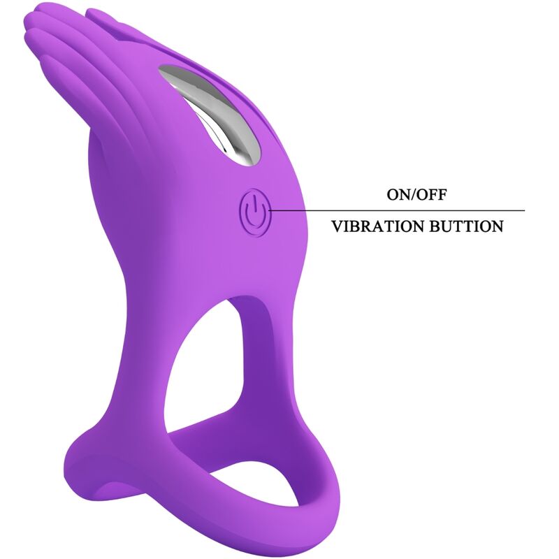 PRETTY LOVE - ANNEAU PÉNIS VIBRANT SILAS 7 VIBRATIONS EN SILICONE VIOLET