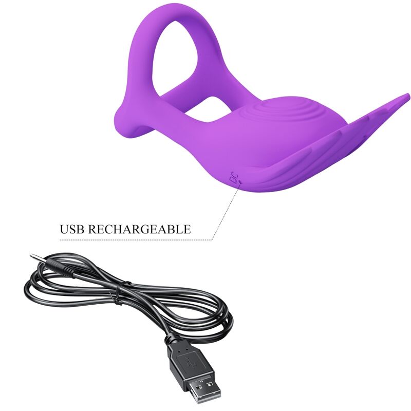 PRETTY LOVE - ANNEAU PÉNIS VIBRANT SILAS 7 VIBRATIONS EN SILICONE VIOLET