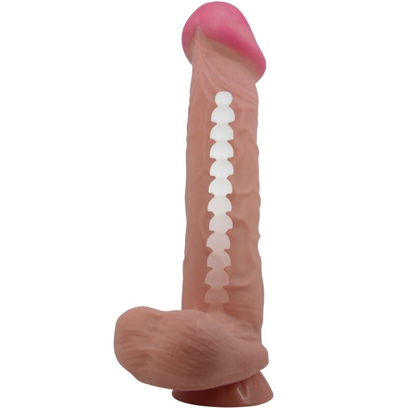 PRETTY LOVE - SÉRIE GODE RÉALISTE PEAU COULISSANTE AVEC VENTOUSE COULISSANTE PEAU BRUN 26 CM