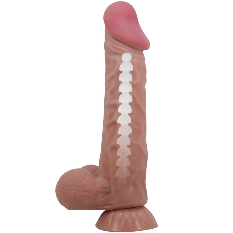 PRETTY LOVE - SÉRIE GODE RÉALISTE PEAU COULISSANTE AVEC VENTOUSE COULISSANTE PEAU BRUN 24 CM