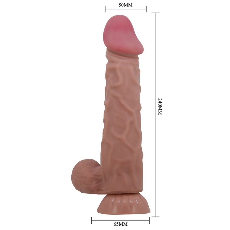 PRETTY LOVE - SÉRIE GODE RÉALISTE PEAU COULISSANTE AVEC VENTOUSE COULISSANTE PEAU BRUN 24 CM