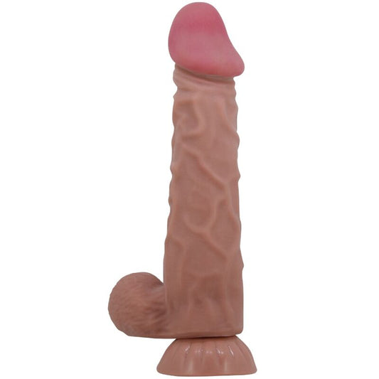 PRETTY LOVE - SÉRIE GODE RÉALISTE PEAU COULISSANTE AVEC VENTOUSE COULISSANTE PEAU BRUN 24 CM