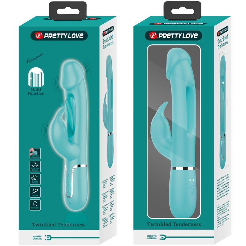 PRETTY LOVE - VIBRATEUR DEJON RABBIT 3 EN 1 MULTIFONCTION VERT D'EAU