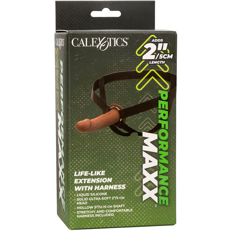 CALEXOTICS - EXTENSION REAL MAXX PERFORMANCE AVEC HARNAIS EN CUIR MARRON