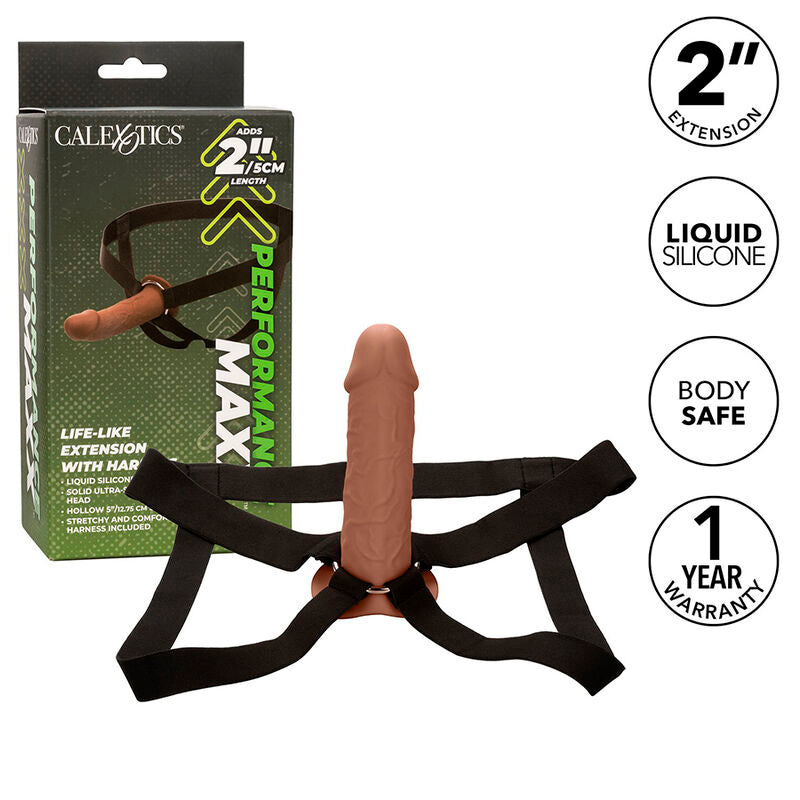 CALEXOTICS - EXTENSION REAL MAXX PERFORMANCE AVEC HARNAIS EN CUIR MARRON