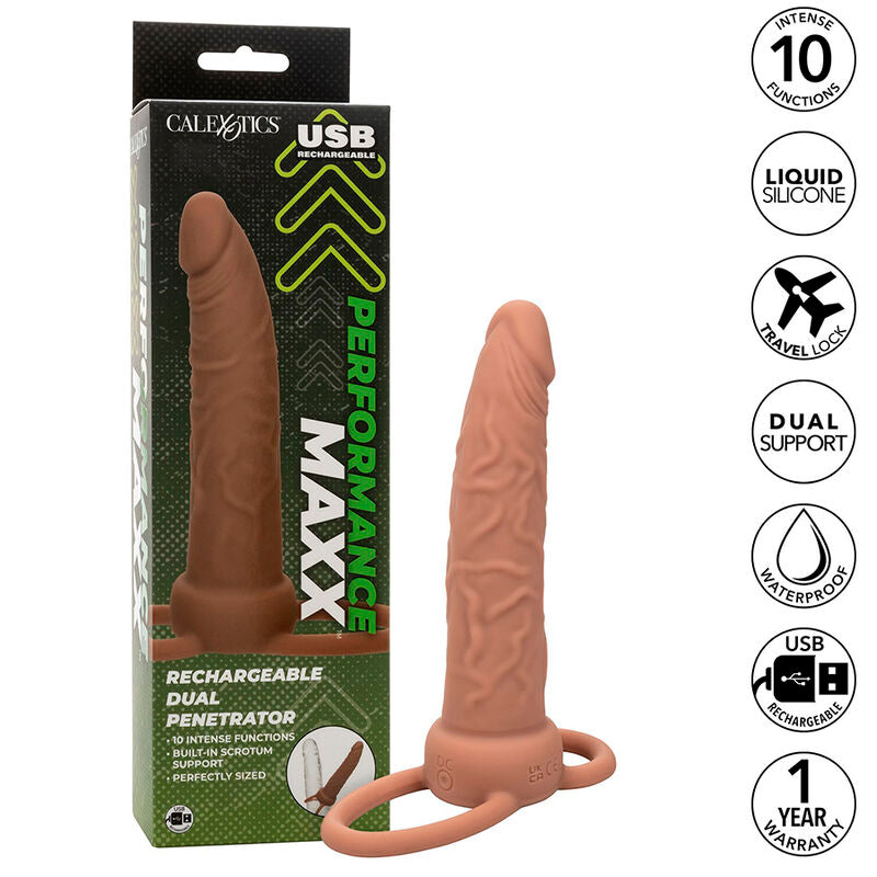 CALEXOTICS - PERFORMANCE MAXX RECHARGEABLE DOUBLE PÉNÉTRATEUR PEAU BRUN