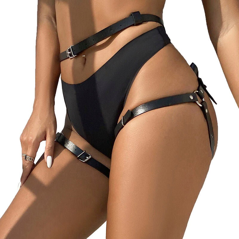 SUBBLIME - BLACK LEATHER WAIST AND LEG HARNESS ONE SIZE FITS ALL