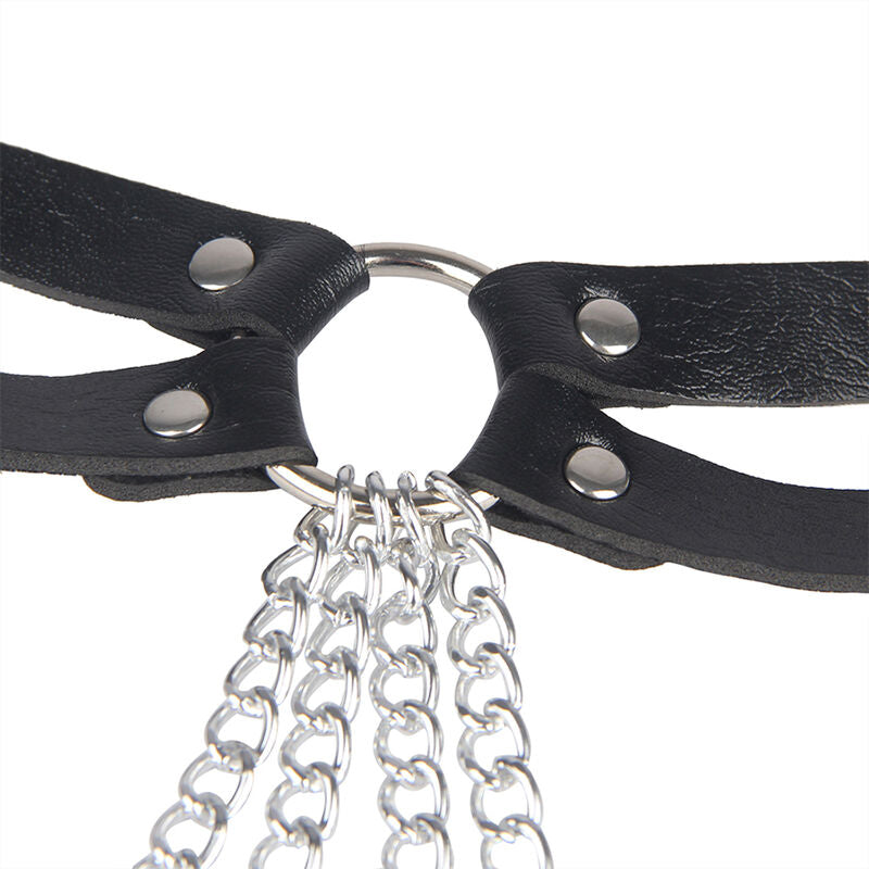 SUBBLIME - LEATHER RING CHAIN ​​??BLACK BELT ONE SIZE