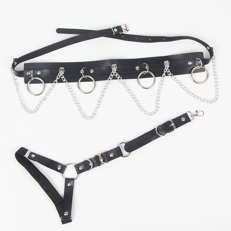 SUBBLIME - HARNESS BELT AND STRAP WITH RINGS AND CHAIN ​​DETAIL ONE SIZE FITS ALL