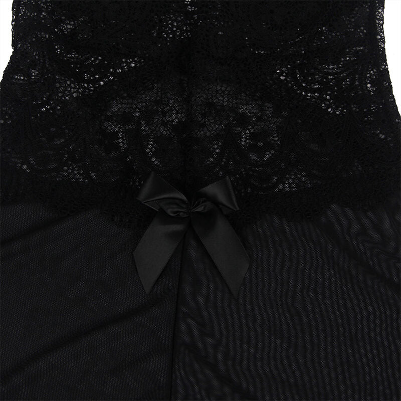 SUBBLIME - BABYDOLL TULLE WITH LACE DETAILS AND FLOWERS BLACK S/M