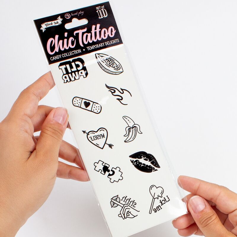 SECRET PLAY - SET OF 10 TEMPORARY TATTOOS FROM THE CANDY COLLECTION