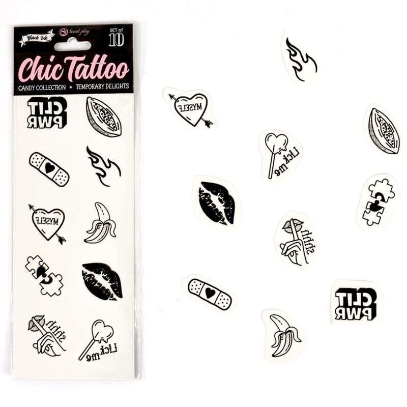 SECRET PLAY - SET OF 10 TEMPORARY TATTOOS FROM THE CANDY COLLECTION