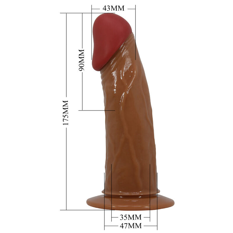 PRETTY LOVE - STARKS HARNESS SLIP DILDO MULTI-SPEED VIBRATION 17.5 CM LIGHT BROWN