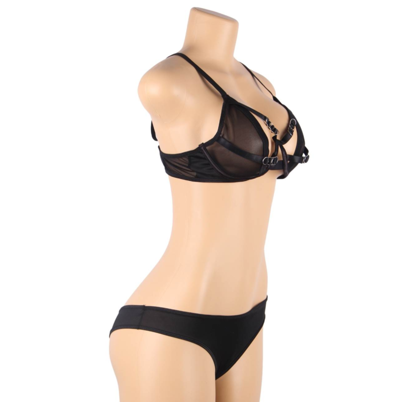 SUBBLIME - ENSEMBLE DEUX PIÈCES DE SOUTIEN-GORGE TRANSPARENT ET RAYURES S/M