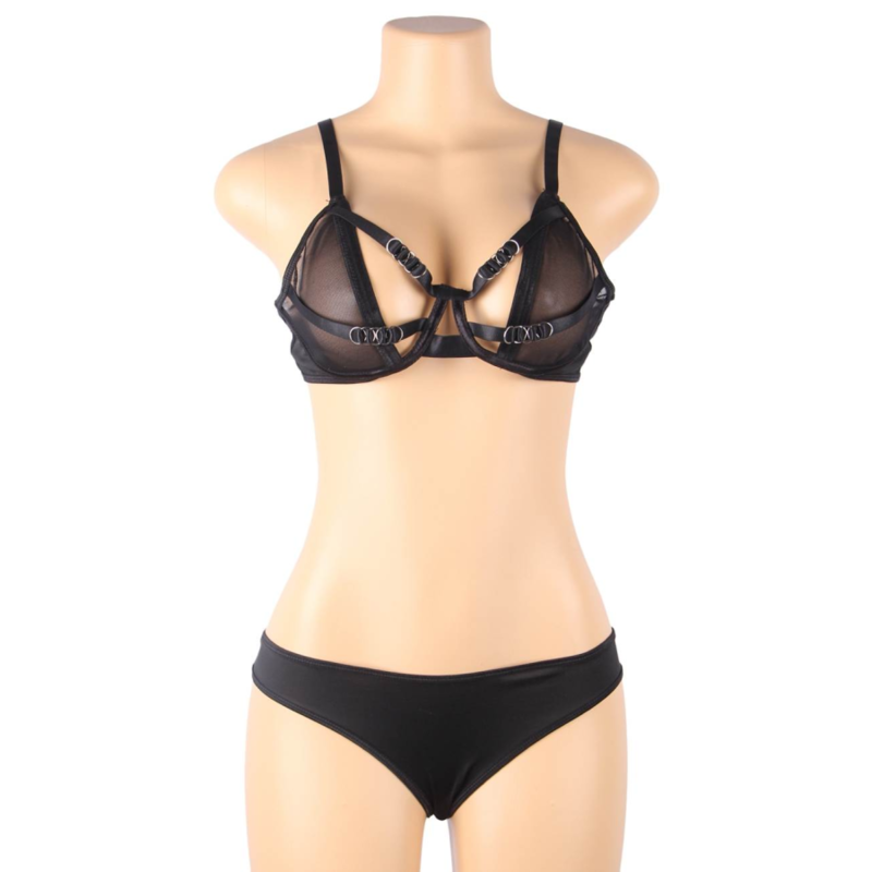 SUBBLIME - ENSEMBLE DEUX PIÈCES DE SOUTIEN-GORGE TRANSPARENT ET RAYURES S/M