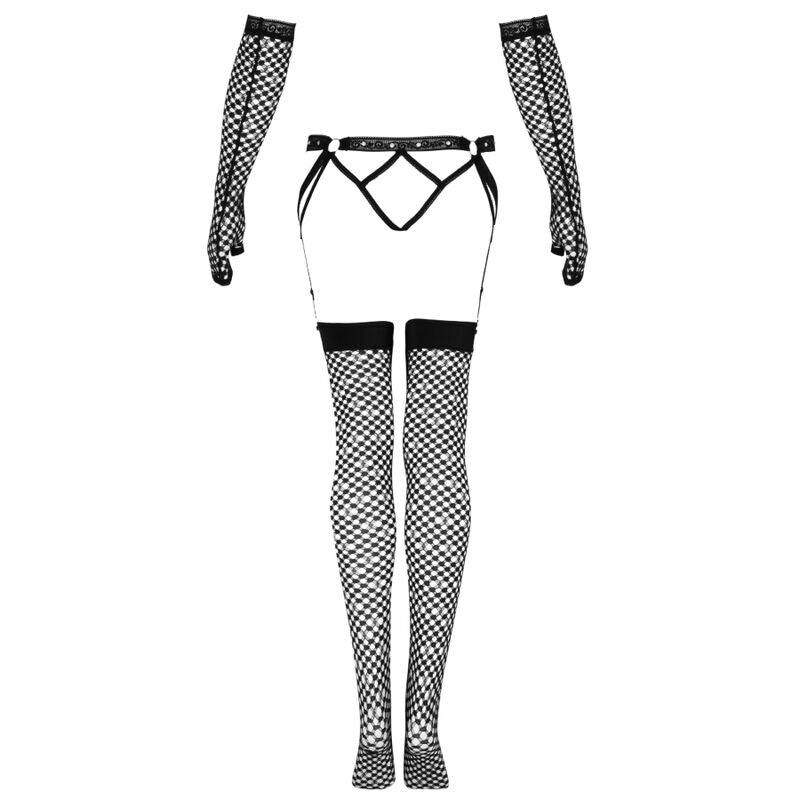 LIVCO CORSETTI FASHION - ENSEMBLE NEMALIA Jarretière + CHAUSSETTES + GANTS NOIR