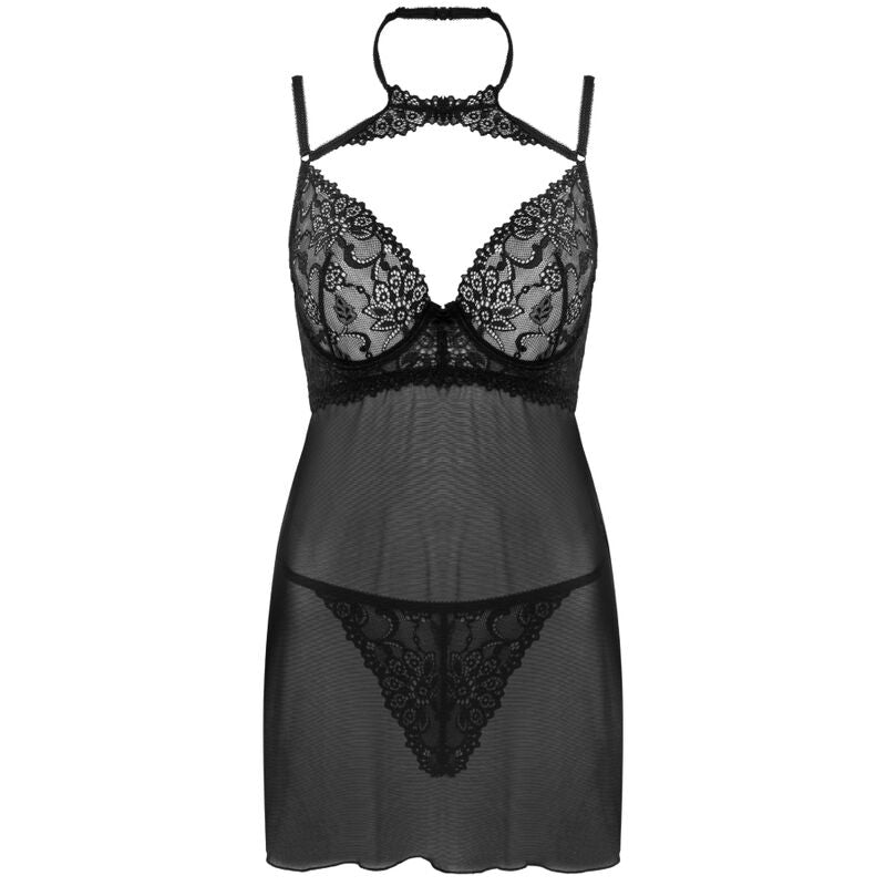 LIVCO CORSETTI FASHION - ENSEMBLE BABYDOLL BINELLA + STRING NOIR