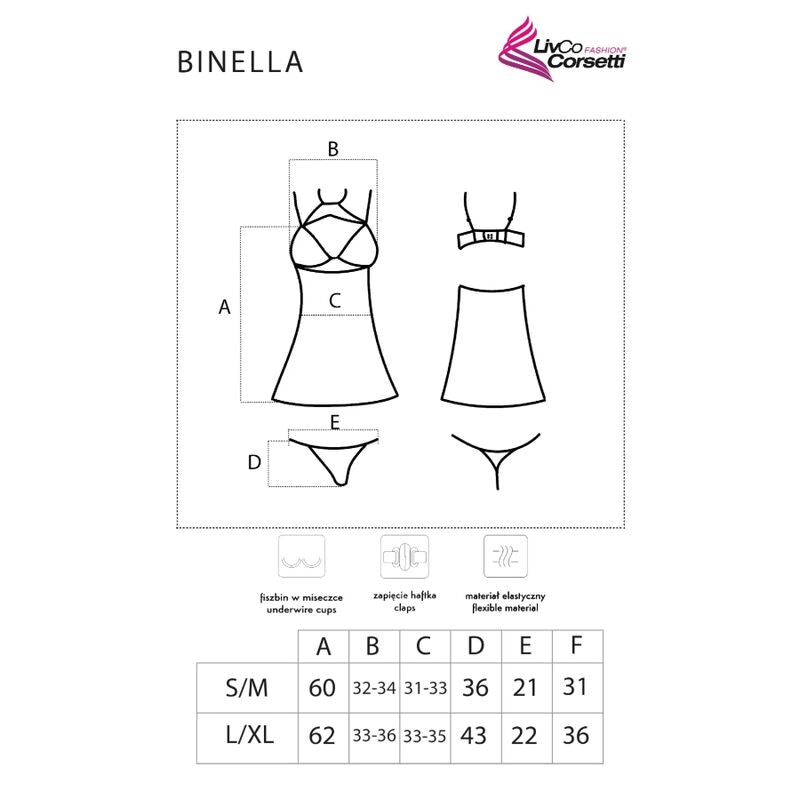 LIVCO CORSETTI FASHION - ENSEMBLE BABYDOLL BINELLA + STRING NOIR