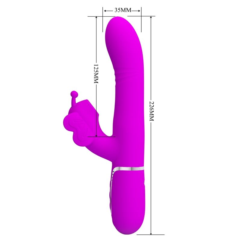 PRETTY LOVE - VIBRATEUR MULTIFONCTION RABBIT 4 EN 1 PAPILLON FUCHSIA