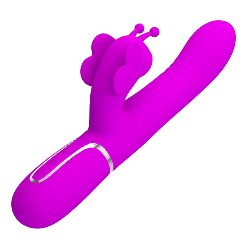 PRETTY LOVE - VIBRATEUR MULTIFONCTION RABBIT 4 EN 1 PAPILLON FUCHSIA