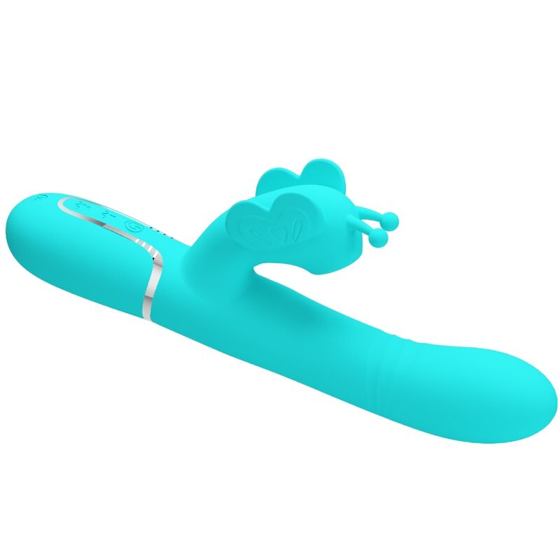 PRETTY LOVE - VIBRATEUR MULTIFONCTION RABBIT 4 EN 1 PAPILLON VERT D'EAU