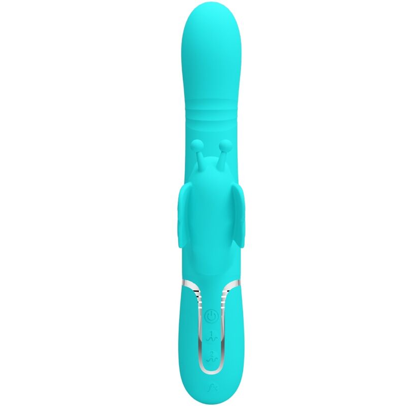 PRETTY LOVE - VIBRATEUR MULTIFONCTION RABBIT 4 EN 1 PAPILLON VERT D'EAU