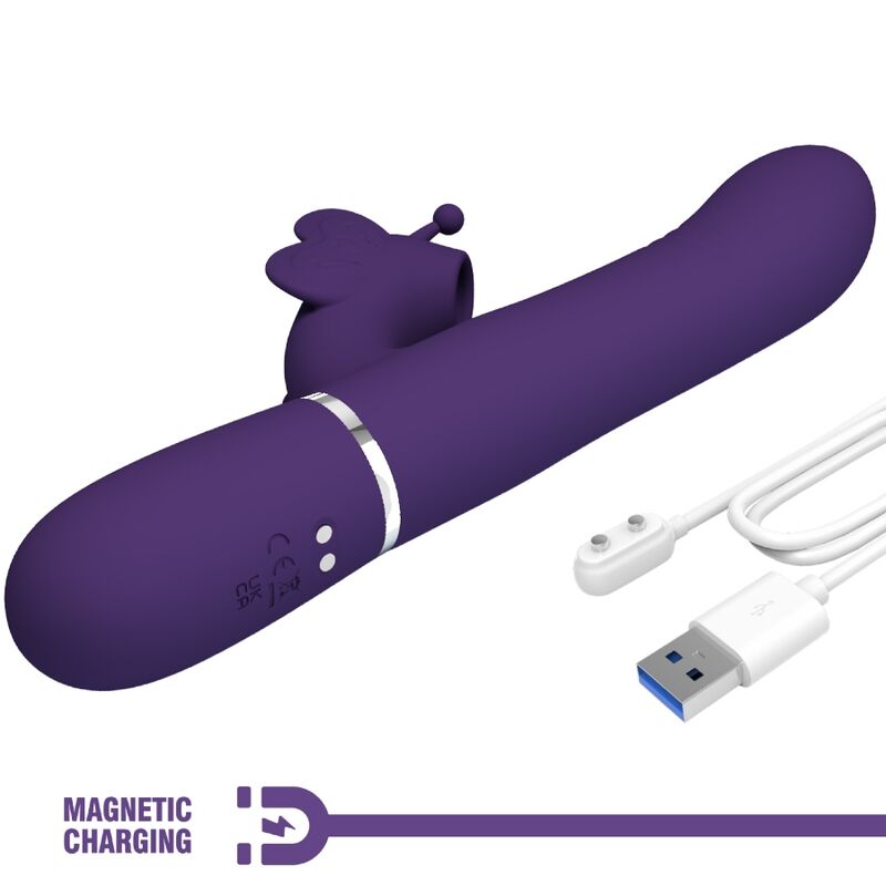 PRETTY LOVE - VIBRATORE MULTIFUNZIONE RABBIT 4 IN 1 FARFALLA VIOLA