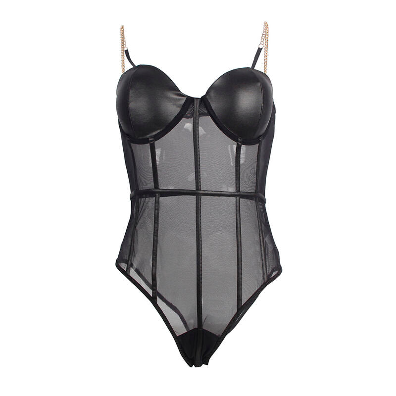 SUBBLIME - BODY CON BRETELLE A CATENA NERA S/M