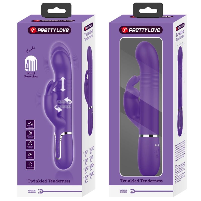 PRETTY LOVE - COALE VIBRATEUR RABBIT CHARCOAL 4 EN 1 VIOLET