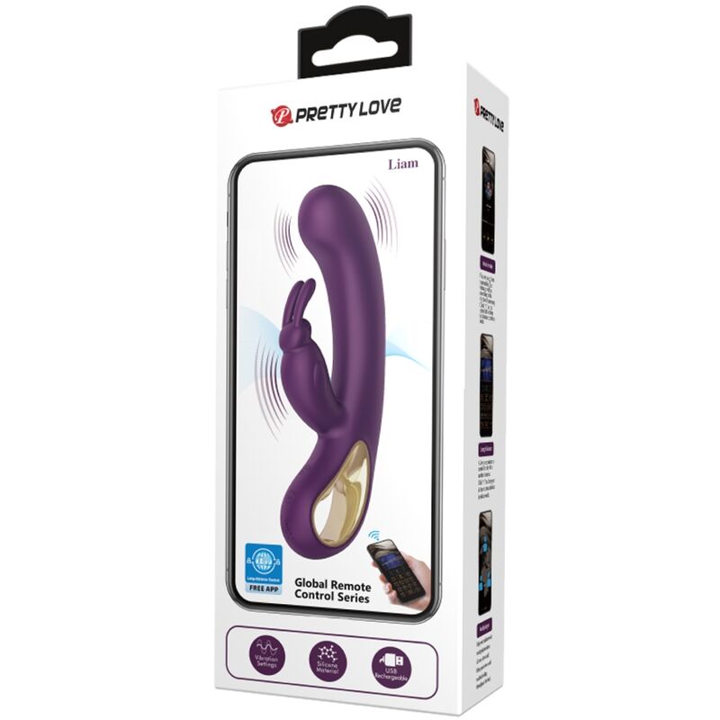 PRETTY LOVE - LIAM RABBIT VIBRATOR &amp; G-SPOT STIMULATOR PURPLE