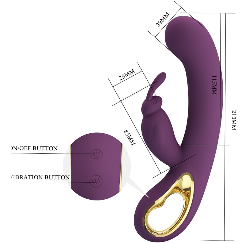 PRETTY LOVE - LIAM RABBIT VIBRATOR &amp; G-SPOT STIMULATOR PURPLE