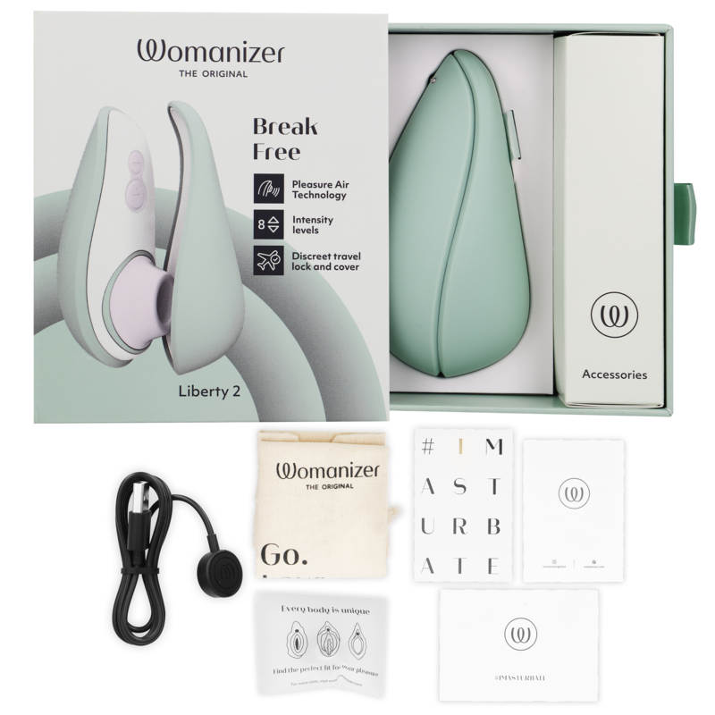 WOMANIZER - LIBERTY 2 CLITORAL STIMULATOR &amp; SUCTION CUP LIGHT GREEN