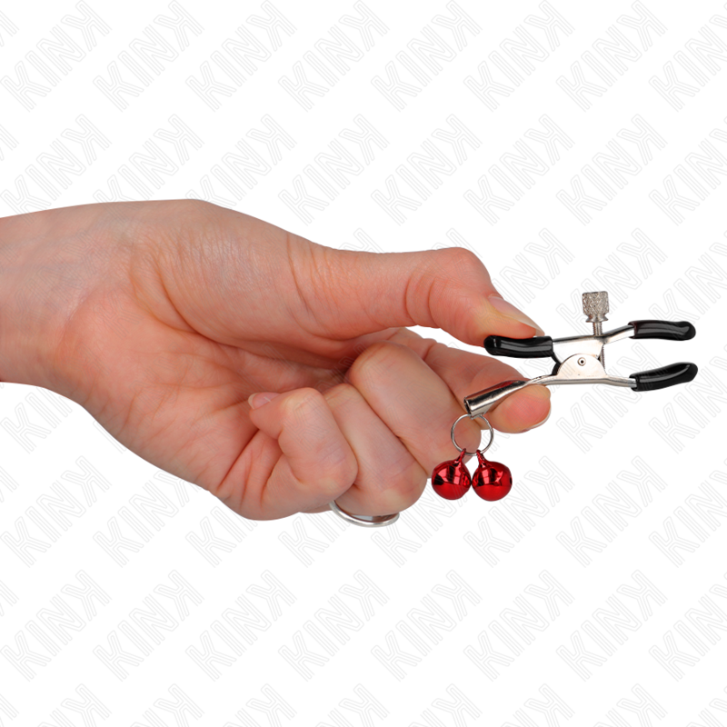 KINK - RED DOUBLE BELL NIPPLE CLAMP 6CM