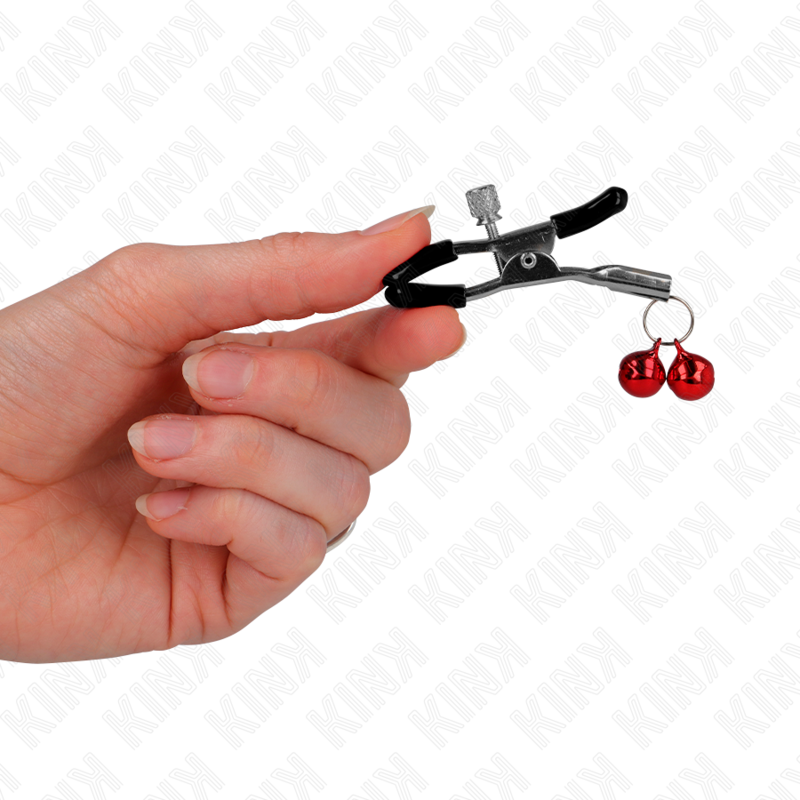 KINK - RED DOUBLE BELL NIPPLE CLAMP 6CM