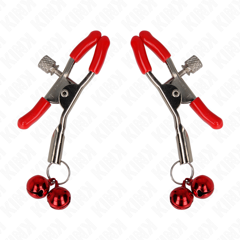 KINK - RED DOUBLE BELL NIPPLE CLAMPS 6 CM