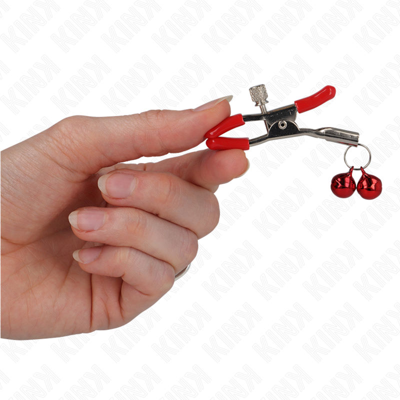 KINK - RED DOUBLE BELL NIPPLE CLAMPS 6 CM