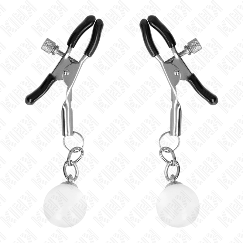 KINK - SILVER GLASS BEAD NIPPLE CLAMPS 6CM