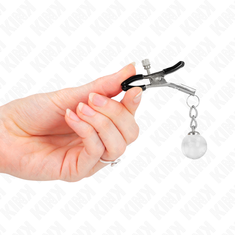 KINK - SILVER GLASS BEAD NIPPLE CLAMPS 6CM