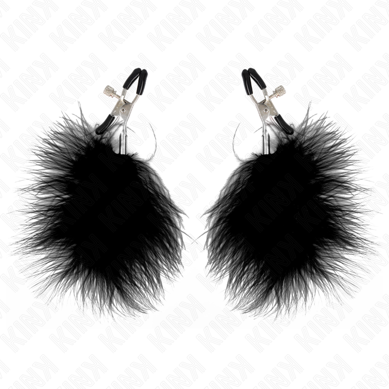 KINK - BLACK FEATHER NIPPLE CLAMPS 7 CM