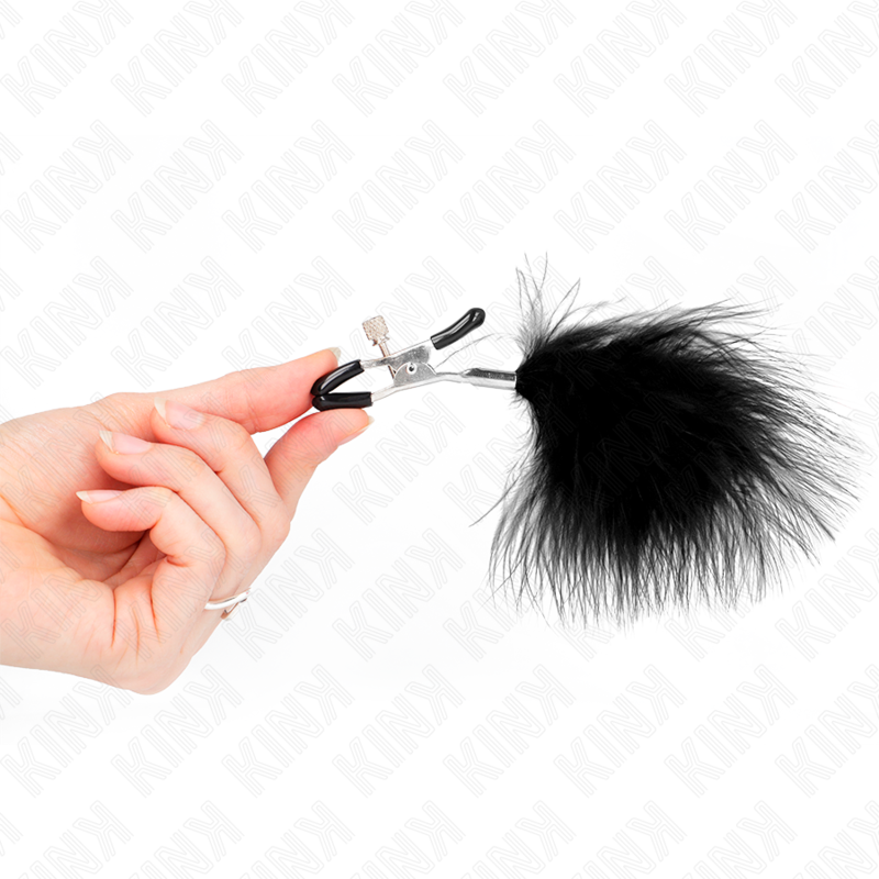 KINK - BLACK FEATHER NIPPLE CLAMPS 7 CM