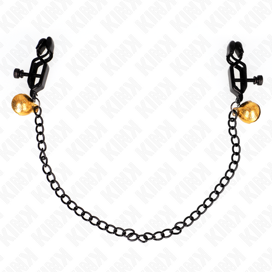 KINK - SILVER 30CM FLAT CHAIN ​​&amp; BELL NIPPLE CLAMPS