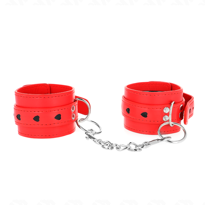 KINK - RED WRIST WITH BLACK HEART INLAY ADJUSTABLE 21-28 CM X 5.5 CM